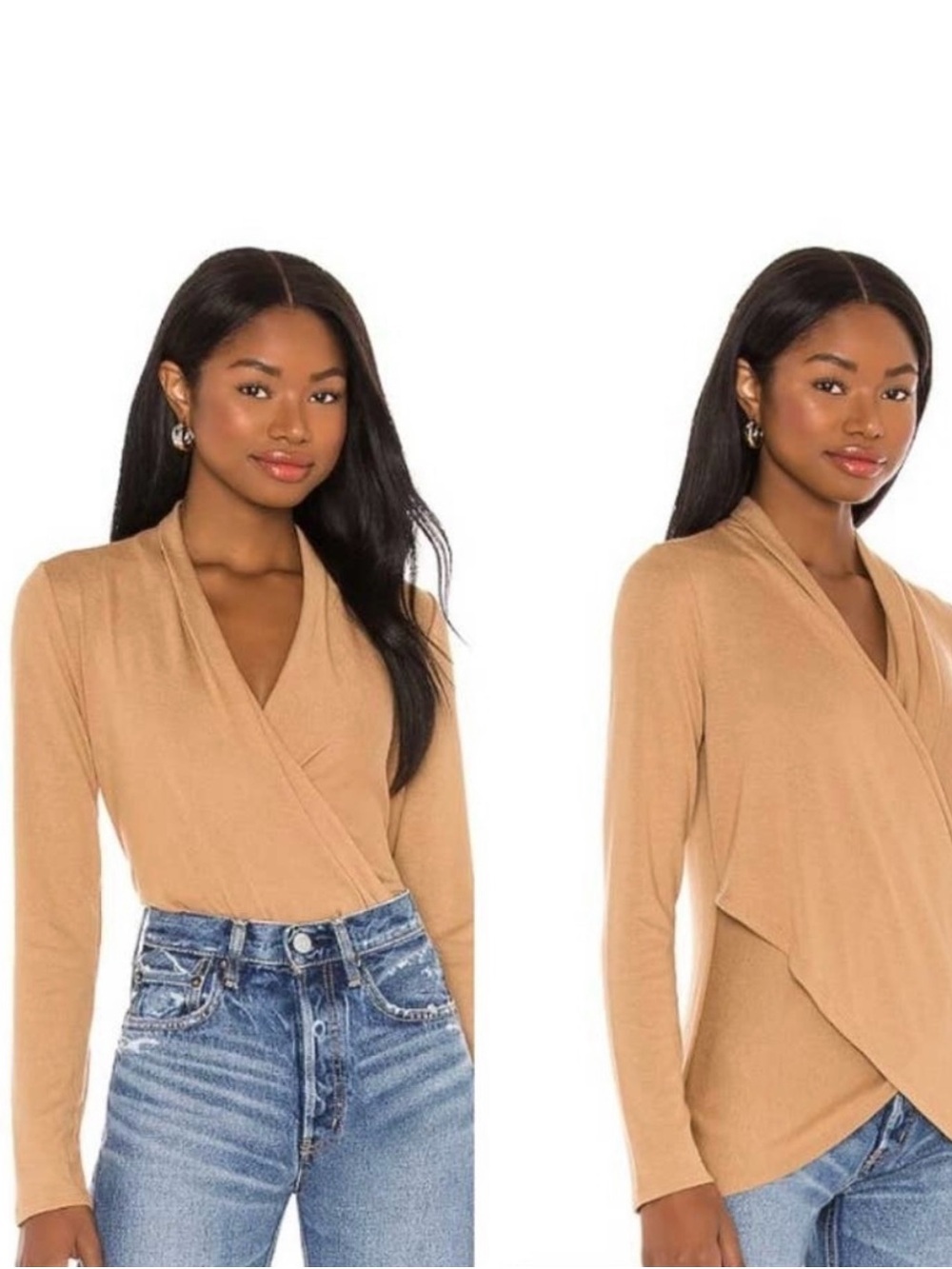 1. State Cross Front Knit Sweater Top in Wild Oak Tan